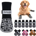 Non-Slip Dog Socks with Bone Paw Grips, 6 Pairs, Grey, L