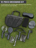 Horse Grooming Kit 12 Pieces Set – Complete Horse Brushes & Care Supplies Set with Organizer Tote Bag, Equine Coat Groom