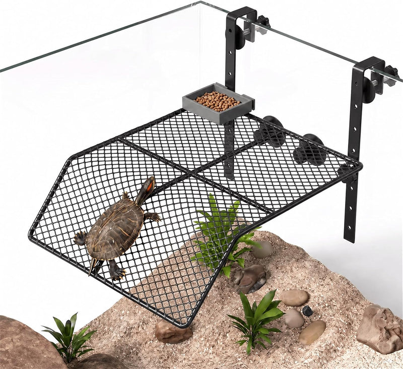11 x 11.5 Inch Hanging Turtle Basking Platform with Ramp & Tray