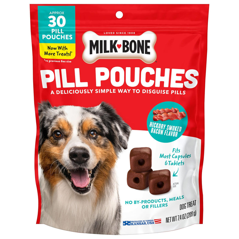 Milk-Bone Pill Pouches Dog Treats, Hickory Smoked Bacon Flavor, 30 Count Bag