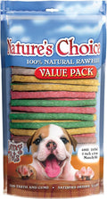 Loving Pets Nature's Choice 100% Natural Rawhide Munchy Sticks Value Pack, Dog Treat, 5" (Assorted Colors)