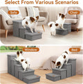 Zerbuger Wider Dog Ramp for High Bed with Storage 18" H, Foldable Dog Stairs for Small Medium Large Older Senior Animal, Sturdy Dog Step for Climbing Bed or Couch, Arthritis-Friendly (Gray, No Condo)