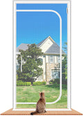 Reinforced Cat Screen Door with Zipper Fits Openings 57x85''