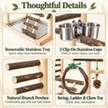 Wooden Bird Playground, Parrot Perch Stand, Cage Accessories