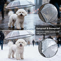 PETLESO Dog Umbrella for Small Breed, Clear Small Dog Umbrella with Adjustable Leash, Keep Pet Dry on Rainy Walks/Potty Trips, Adjustable Shaft Angle Rain Umbrella, Self-Assembly