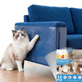 12PCS Symmu Anti Cat Scratch Furniture Protector, Heavy-Duty No-Residue Couch Protector from Cat Claws, Easy-to-Apply Clear Cat Couch Protector, Single-Sided Cuttable Sticky Sheets for Fabric Sofa
