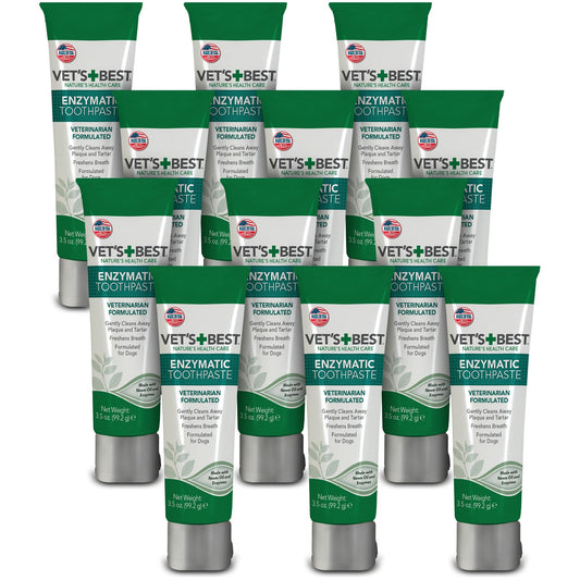 Vet's Best Enzymatic Dog Toothpaste - Teeth Cleaning and Fresh Breath Dental Care Gel - Vet Formulated - 3.5 oz Tubes (12 Pack)