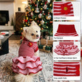 YUDODO Dog Sweater Dress for Small Dogs Girl, 3-Tier Knit Dress with Flower