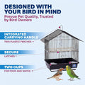 Prevue Pet Parakeet Manor Bird Cage with Handle - Versatile Carrier for Home or Travel, Small Bird Accessories, Easy Storage, Ideal for Canaries, Budgies, Finches, Parakeets, and More - Black