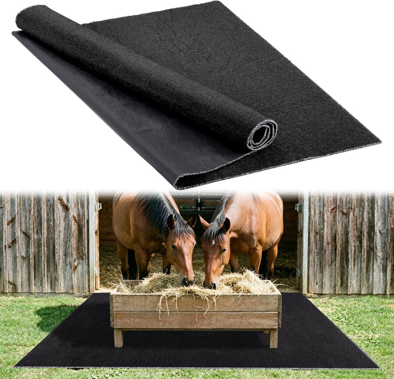 Rubber Horse Stall Mat 4 x 6 Ft, Heavy Duty 7mm Thick Stable Flooring with PVC Coating, Anti-Slip Shock Absorbent Mat fo
