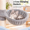 Hey-brother Cat Tree Tower, Scratching Posts with a Extended Part, Wide Platforms, Cozy Condos, Hammocks, Sisal Columns and Ball for Indoor Cats, 70.1 Inches, Light Gray MPJ038W