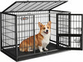 Feandrea 36.4" Heavy-Duty Dog Crate, Convenient Feeding Door, Double Doors