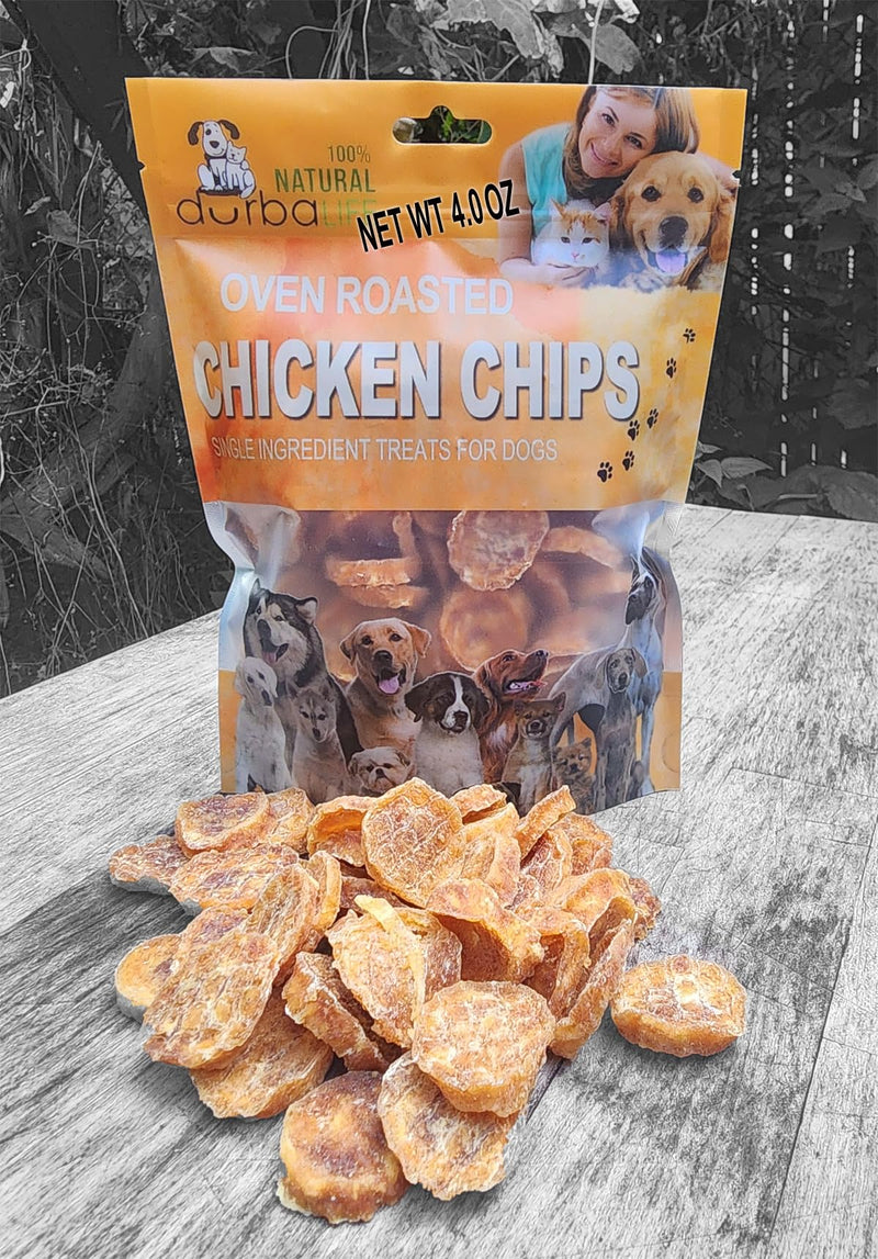 DurbaLife Chicken Chips Dehydrated Single Ingredient Treats for Dogs | Easy Chew | 1