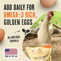 Roosty's Gold Dust Daily Egg Booster - Golden Yolks and Stronger Shells - All Natural Omega-3 Rich - US Made Chicken Supplement - Chicken Health Supplies
