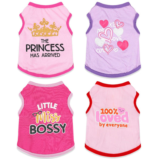 4 Pieces Chihuahua Clothes Cute Dog Clothes for Small Dogs Girl Puppy Shirt Yorkie Clothes Soft Pink Extra Small Dog Pet Clothing Comfortable XXS