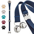PoochieBells Dog Door Bells for Potty Training, Quick & Easy Puppy Potty Training Method Included, Handcrafted in USA with Loud, Paw-Safe Bells, Durable Cotton Webbing - Navy