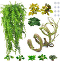 PINVNBY 10 PCS Reptile Plants Vine, Terrarium Hanging Flexible Climbing Artificial Leaves Reptile Hide, Bearded Dragon T