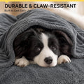 Luciphia Waterproof Dog Blanket for Large Dogs Ultra-Soft Calming Cut Pile Flannel Throw Durable & Warm Furniture Protection for Couch Bed Pet Blanket Machine Washable Stone Gray,L(65''x57'')
