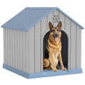 Fancyango Large Dog House Outdoor Indoor for Medium Large Dogs, Sturdy Plastic Waterproof Doghouse with Air Vents and Elevated Floor, Easy Clean and Assemble (Blue, 36.2''L×38''W×38''H)