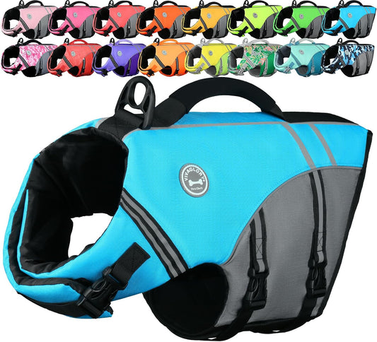 VIVAGLORY Dog Life Vest Sports Style Dog Swim Vest, L