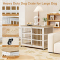 42" Furniture Style Large Dog Crate with Wheels, Metal Chew-Resistant Dog Kennel Indoor for Large & Medium Dogs, 41.9" W