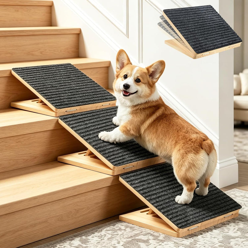 Adjustable Dog Ramp for Stairs - 3 Pack, Dog Stairs for Small Dogs