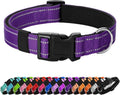 PenSeepet Reflective Dog Collar Padded with Soft Neoprene Breathable Quick Release Basic Dog Collars for Medium Dogs Purple Girl