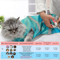 Cinf Cat Bathing Bag(Free Muzzle) Breathable Mesh Anti Scratch Adjustable Cat Grooming Bag for Nail Trimming, Bathing Soft Cat Washing Bag(Light Blue) L