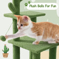 HOMBYS Cautus Cat Stairs for Old Cats & Dogs, Pet Steps for High Beds, Couch & Window,Vertical Cautus Green Cat Tree with Dangling Balls for Indoor Pets Climbing Playing, Holds Up to 150 Lbs,