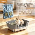 Bunny Litter Box - Stainless Steel Rabbit Litter Box with Hay Feeder