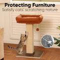FUKUMARU Cat Scratching Post, Retro-Style Tall Scratch Posts with Perch for Infoor Cats Adults, Large Cat Scratcher Tower with Bed, Natural Sisal & Solid Wood