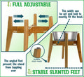 Dog Bowl Stand (14-inch High) - Ideal for Large Breeds, Use to Elevate, Raise Pet Dishes, Water Fountains and Slow Feeders - Adjustable Sideways, Bamboo - (Bowls not Included)