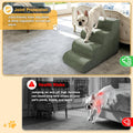 Olaivy Dog Stairs for Small Dogs 17.7" H, 4-Step Dog Ramp for Aged and Injured Dogs, Foam Pet Stairs for Cats to Get on Bed, Couch or Chair, Non-Slip, Steady, Washable Cover, Green