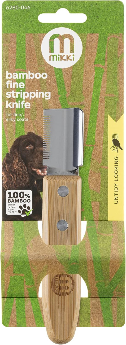 Mikki Bamboo Stripping Knife For Dog Grooming, For Stripping Overgrown Hair from Top Coat, Long Lasting Anti-Rust Blades