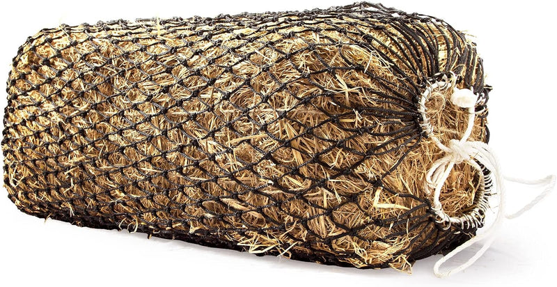 Bloomoak Slow Hay Net Feeder for Horses, Durable Soft Black PE 2/3 String Hay Bales Bags, Fit 36x18x18 to 47x25x17 Inche