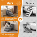 Dog Stairs for Bed 23’’ H, 5-Step Dog Steps for High Bed, Foldable Pet Stairs for Small Dogs and Cats to Get on Beds, Couch, Non-Slip Balanced Pet Steps and Ramp with Waterproof Cover, Grey