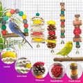 JOREWOOD 7 Pcs Natural Wood Bird Toy & Perch for Parakeets, Cockatiel & Lovebird, Budgie Play Accessory for Small Parrots Indoor Cage