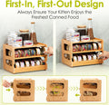 Coanto Cat Food Can Organizer, Bamboo 2-Tier FIFO Can Dispenser