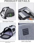 YUNIQUE Cat Carrier Soft for Pets Up to 15 Lbs, Airline Approved Collapsible Travel Puppy Carrier with One Piece Design (Grey)