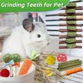 WDEFUN 21PCS Rabbit Chew Toys for Teeth Grinding, Natural Timothy Hay Cakes Treats for Bunny, Organic Apple Wood Sticks 