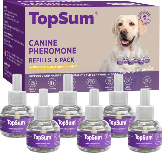 TopSum Calming Diffuser for Dog: Dog Pheromones Calming Diffuser Plug for Stress, Barking, Chewing, Pee Accidents & Sepa