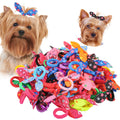 XIMA Dog Hair Accessories Set, 100 Pieces Colorful Rabbit Ear Hair Ties with Elastic Bands, Pet Grooming Bows for Dogs