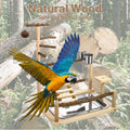 Bird Playground, Natural Wooden Parrot Playstand, Parakeet Playground with Stainless Steel Feeding Cups, Swing, Removabl