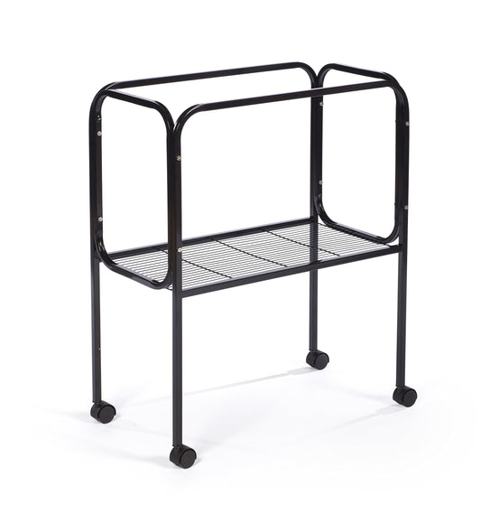 Prevue Pet Products Bird Cage Stand with Shelf - Medium Metal Cage Stand with Rolling Wheels, Bird Stands for Inside, Mid-Height Shelf for Cage Accessories, Toys, and Storage - Black