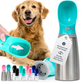 MalsiPree Leak Proof Stainless Steel Portable Dog Water Bottle - 24 oz, Blue Water Dispenser for Pets - Outdoor Dog Travel Water Bottle - for Trail Hiking, Park Visit & Beach Days