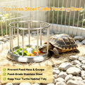 Stainless Steel Turtle Feeder, Multi-Turtle Divided Feeding Dish with Anti-Spill & Anti-Scatter Barrier, Reptile Food Bo
