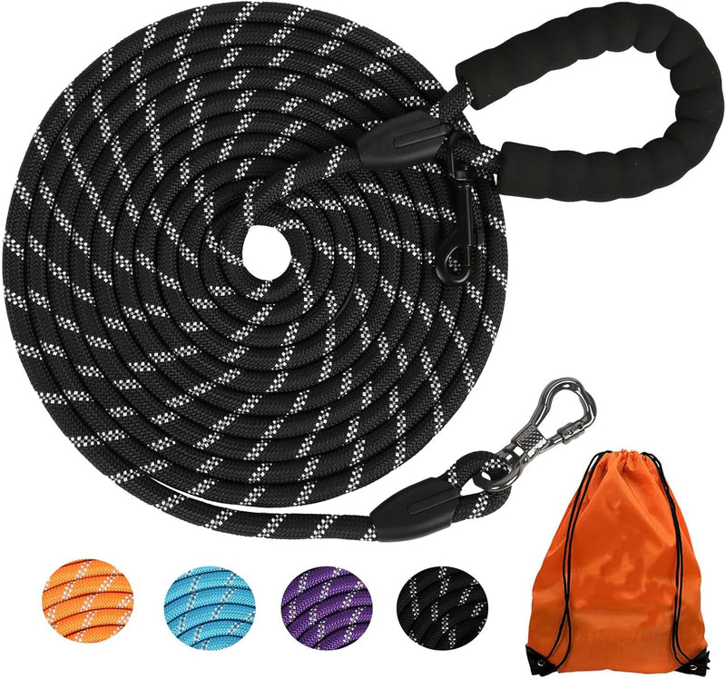 Long Dog Leash for Dog Training 16FT/20FT/30FT/50FT/100FT, Lockable Hook Reflective Leash, Heavy Duty Dogs Lead Tie Out 