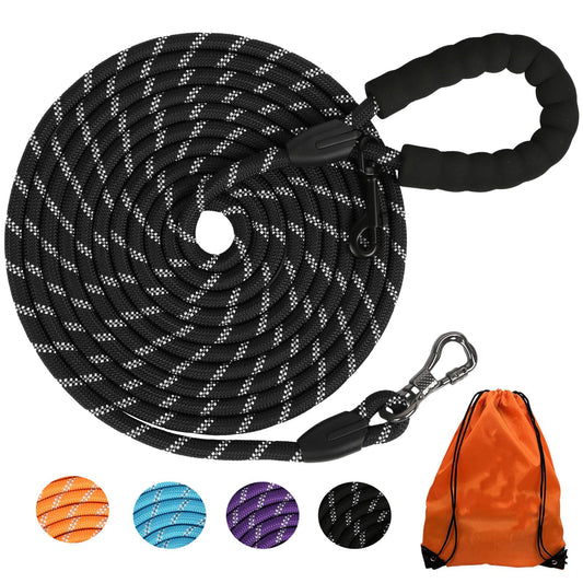 Long Dog Leash for Dog Training 16/20FT/30FT/50FT/100FT, Reflective Leash with Lockable Hook, Heavy Duty Dogs Lead Tie Out Rope for Large Medium Small Dogs Outside Walking, Playing, Camping, or Yard
