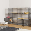 Oneluck Cat Cage with Litter Box,4-Tier DIY Enclosures Large Playpen Detachable Metal Wire Kennel Indoor Crate Large Exercise Place Ideal for 1-2 Cats (55.1" L x 17.8" W x 41.3" H)