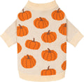 Fitwarm Pumpkin Dog Sweater, Thanksgiving Outfit for Small Dogs Boy Girl, Pet Outfit, Orange, Beige